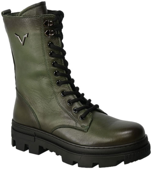 Trzewiki Vecarro 493 Khaki Zielone Skórzane