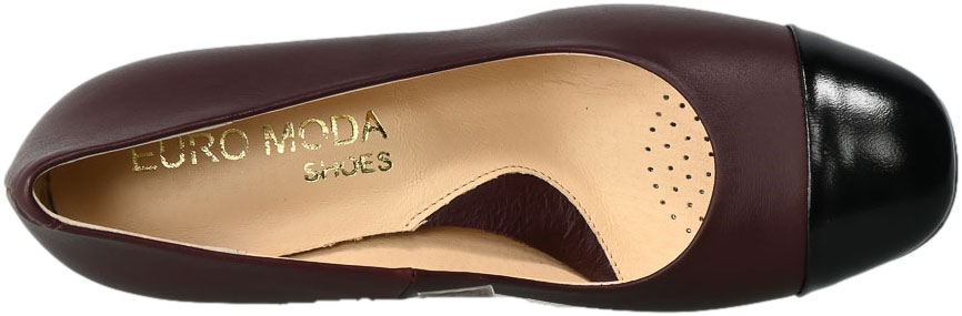 Czółenka Euromoda Shoes TMX1652 Bordo Czarny Skórzane