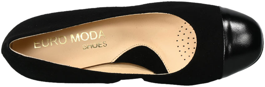 Czółenka Euromoda Shoes TMX1652 Czarny/P Skórzane
