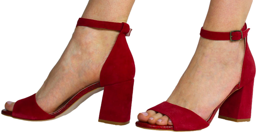Sandały Bravo Moda 1638 Czerwony Zamsz Skóra Naturalna TN