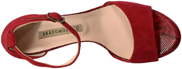 Sandały Bravo Moda 1638 Czerwony Zamsz Skóra Naturalna TN