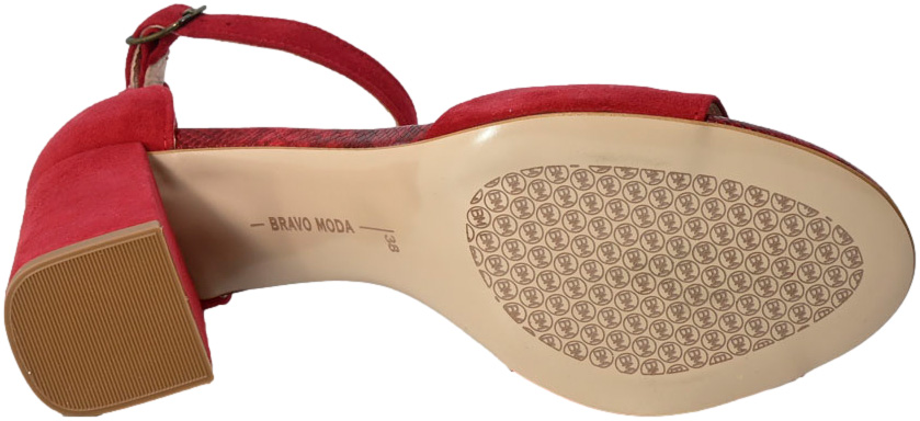 Sandały Bravo Moda 1638 Czerwony Zamsz Skóra Naturalna TN