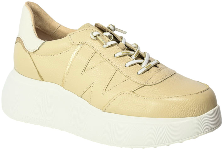 Sneakersy Wonders A-3601 Max Platino OFF Skóra Naturalna