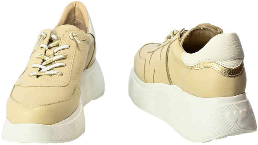 Sneakersy Wonders A-3601 Max Platino OFF Skóra Naturalna