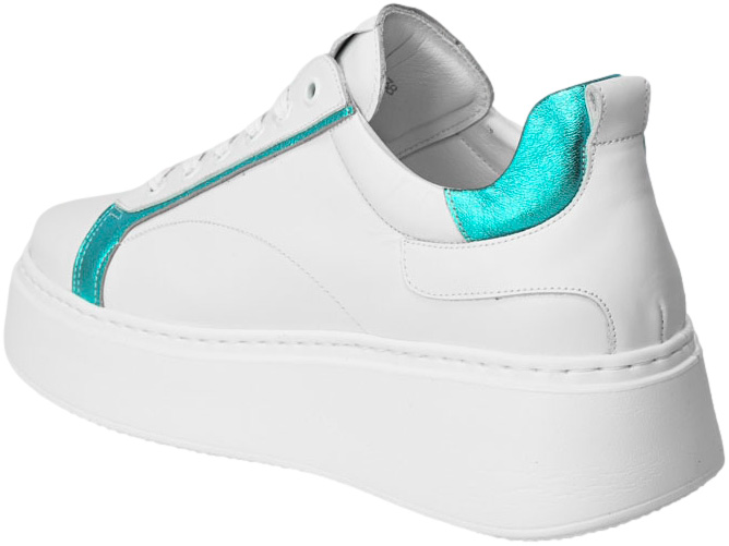 Sneakersy Karino 5063-196 Białe Niebieskie Skóra Naturalna