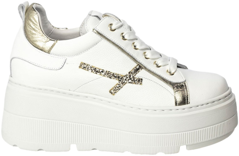 Sneakersy Karino 5058 Biały Złoty Lico Skóra Naturalna
