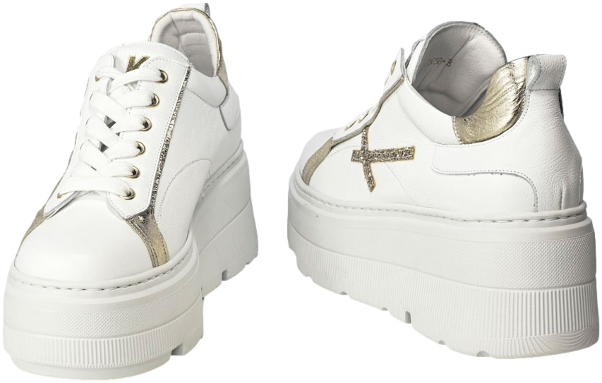 Sneakersy Karino 5058 Biały Złoty Lico Skóra Naturalna