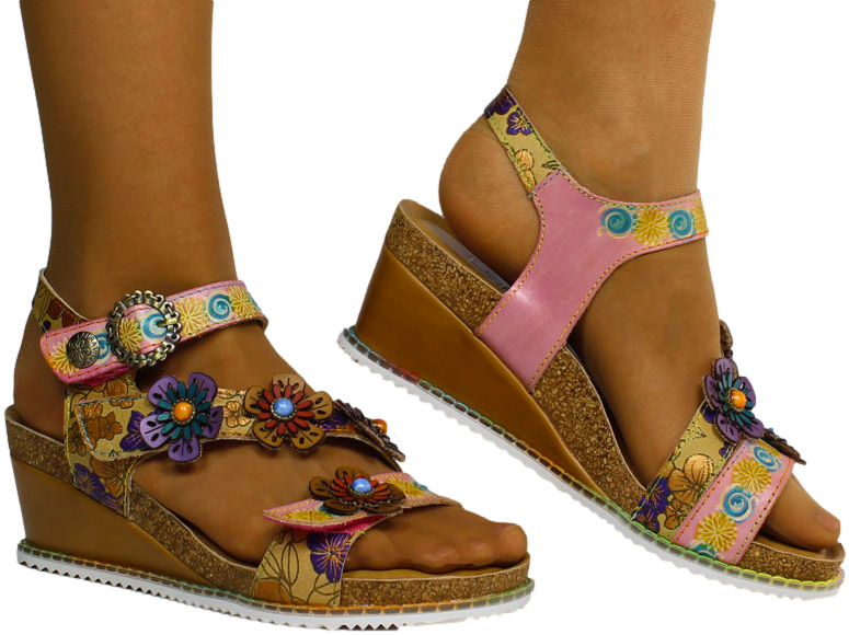 Sandały Laura Vita Benito 524 SD132 Beige Skóra Naturalna