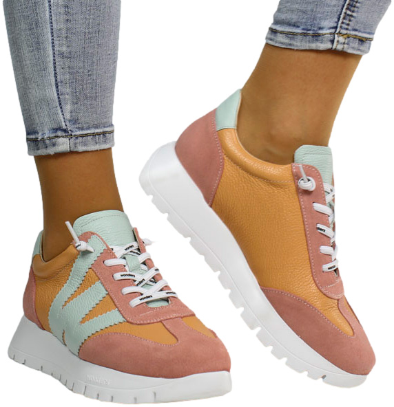 Sneakersy Wonders A-2476 Wild Peach Skóra Naturalna