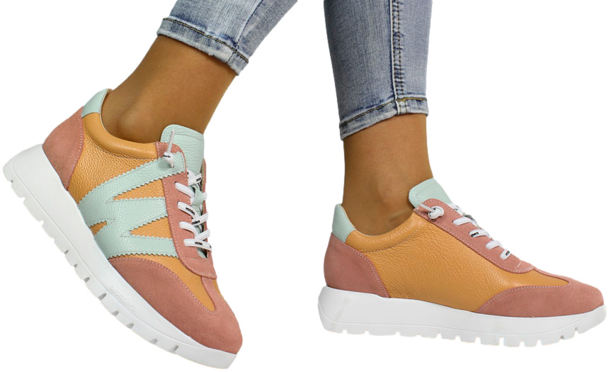 Sneakersy Wonders A-2476 Wild Peach Skóra Naturalna