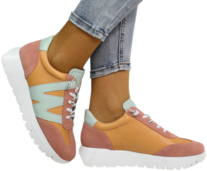 Sneakersy Wonders A-2476 Wild Peach Skóra Naturalna