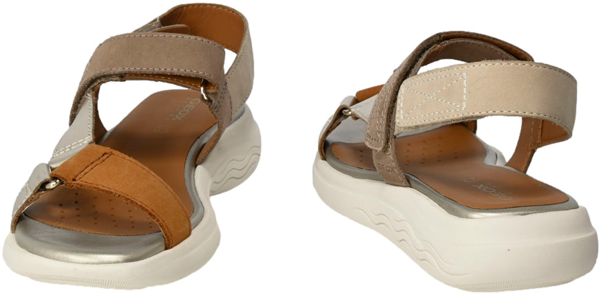Sandały Geox D25ADA 032CF C5258 Sand LT.Gold System Spherica Skóra Naturalna