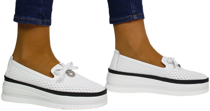 Półbuty Venezia GR23622 White Białe Skóra Naturalna