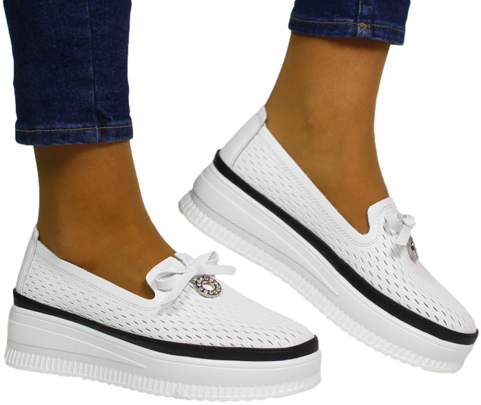 Półbuty Venezia GR23622 White Białe Skóra Naturalna