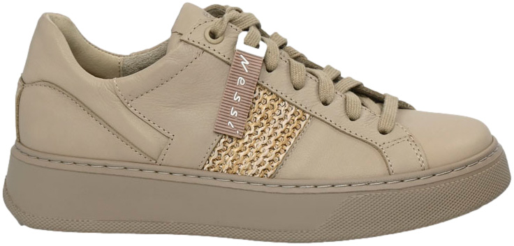 Sneakersy Nessi 23550 Beż Siatka Skóra Naturalna
