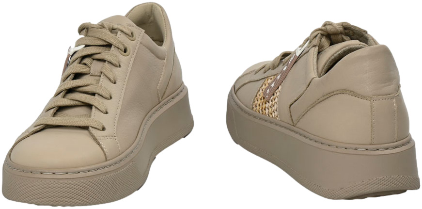 Sneakersy Nessi 23550 Beż Siatka Skóra Naturalna