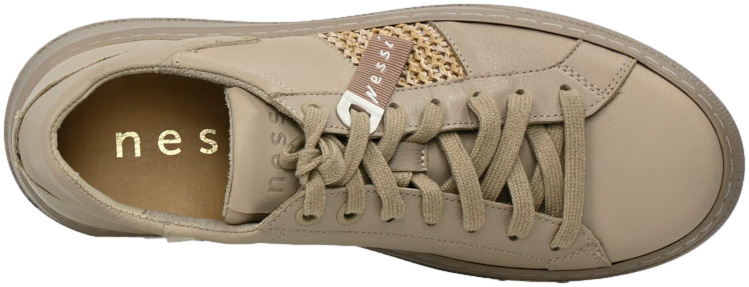 Sneakersy Nessi 23550 Beż Siatka Skóra Naturalna