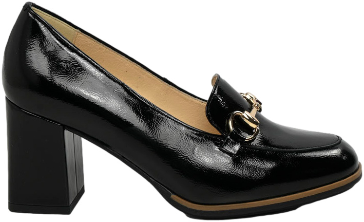 Czółenka Acento 597 Naplak Czarny Skóra Naturalna