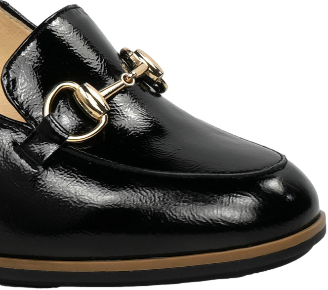 Czółenka Acento 597 Naplak Czarny Skóra Naturalna