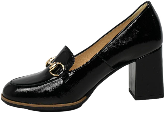 Czółenka Acento 597 Naplak Czarny Skóra Naturalna