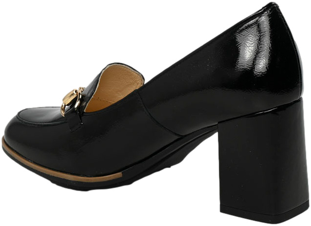 Czółenka Acento 597 Naplak Czarny Skóra Naturalna