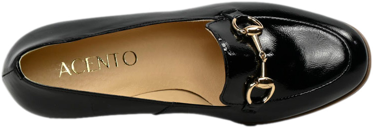 Czółenka Acento 597 Naplak Czarny Skóra Naturalna