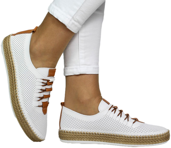 Espadryle Vecarro 1822 White Skóra Naturalna
