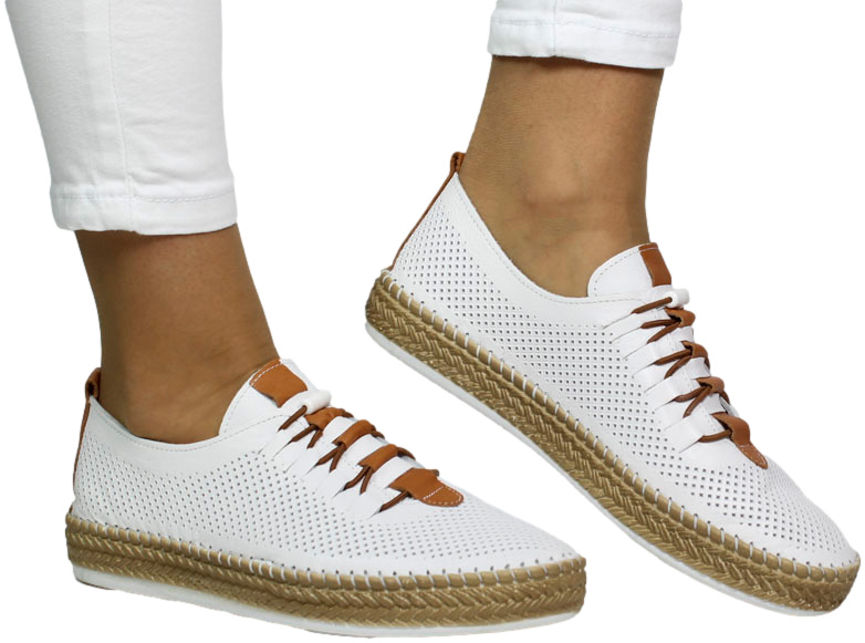 Espadryle Vecarro 1822 White Skóra Naturalna