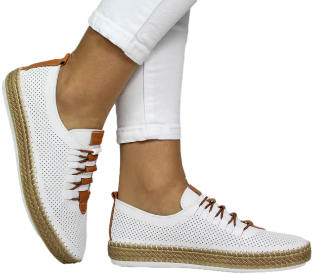 Espadryle Vecarro 1822 White Skóra Naturalna