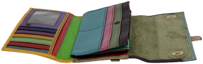 Portfel stylowy Olivka 100038G-2443 Multi Skóra Naturalna