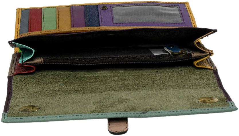 Portfel stylowy Olivka 100038G-2443 Multi Skóra Naturalna