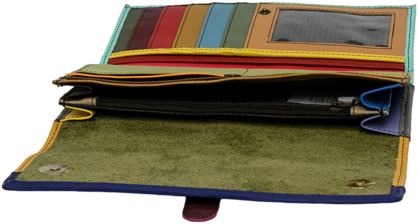 Portfel stylowy Olivka 100038G-2448 Multi Skóra Naturalna