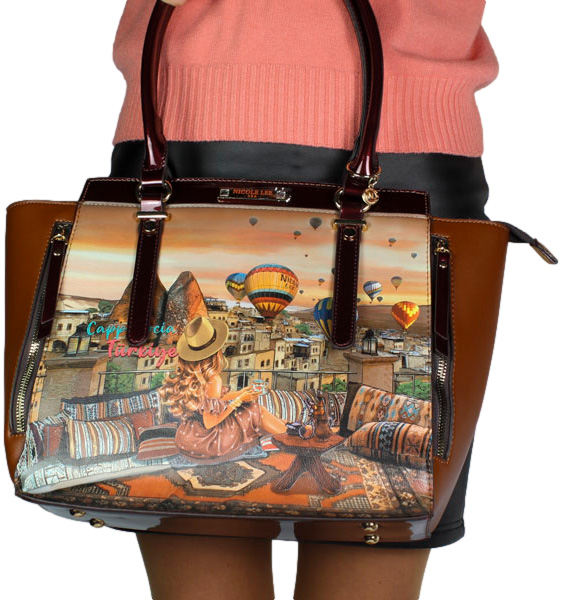 Torebka duża elegancka Nicole Lee  USA 16955T Brown