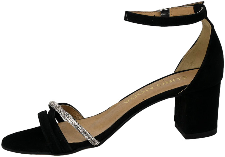 Sandały eleganckie Euromoda Shoes DIPR N170 Czarne Skóra Naturalna