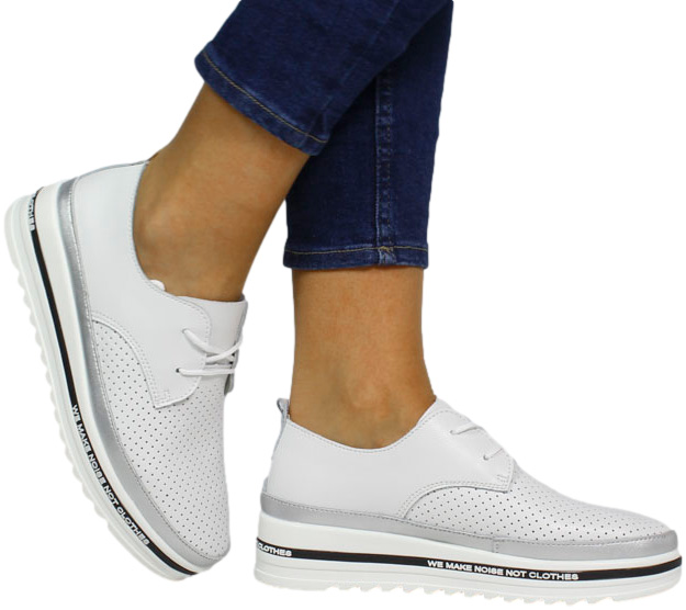 Sneakersy Sokolski OC W24-54 Biały Srebrny Skóra Naturalna