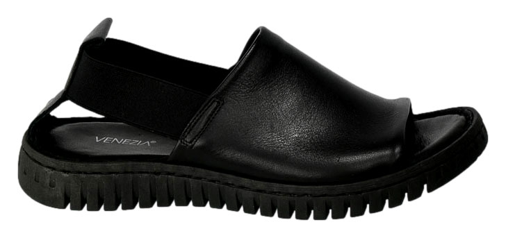 Sandały Venezia 4154302 Savana Nero Czarne Skórzane TN