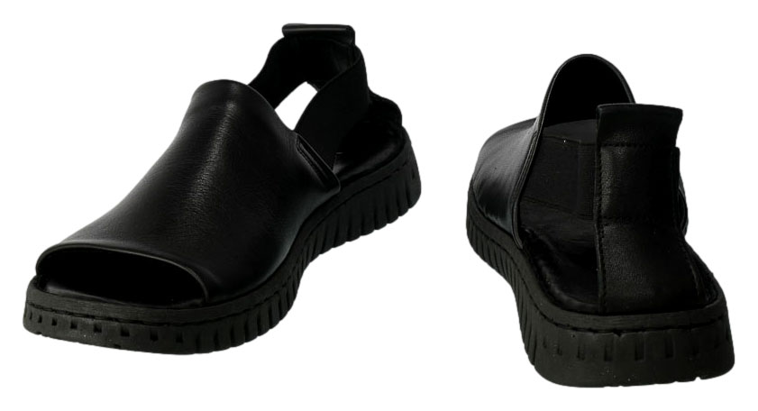 Sandały Venezia 4154302 Savana Nero Czarne Skórzane TN