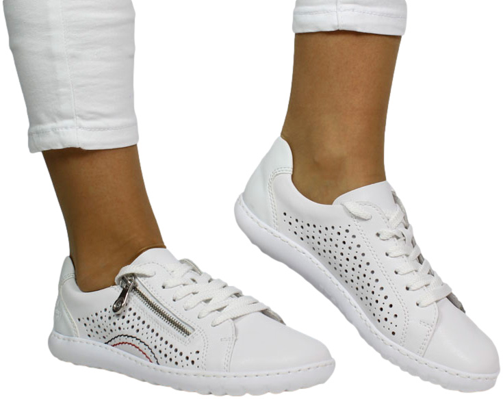 Sneakersy Stylowe Rieker 52824-80 Białe Skóra Naturalna