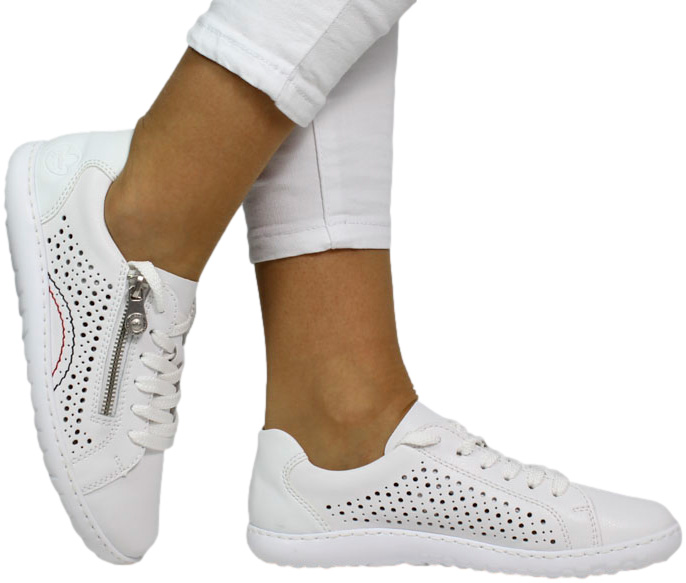 Sneakersy Stylowe Rieker 52824-80 Białe Skóra Naturalna