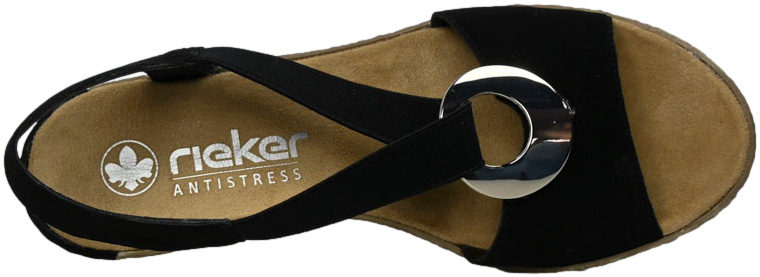 Sandały na koturnie Rieker 624H6-00 Black Czarne Antistress