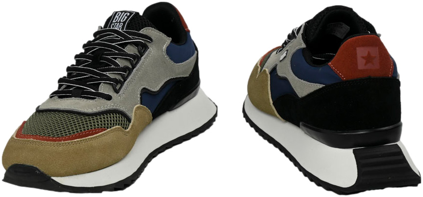 Sneakersy Modne Big Star NN174320 Beige Blue Memory Foam System