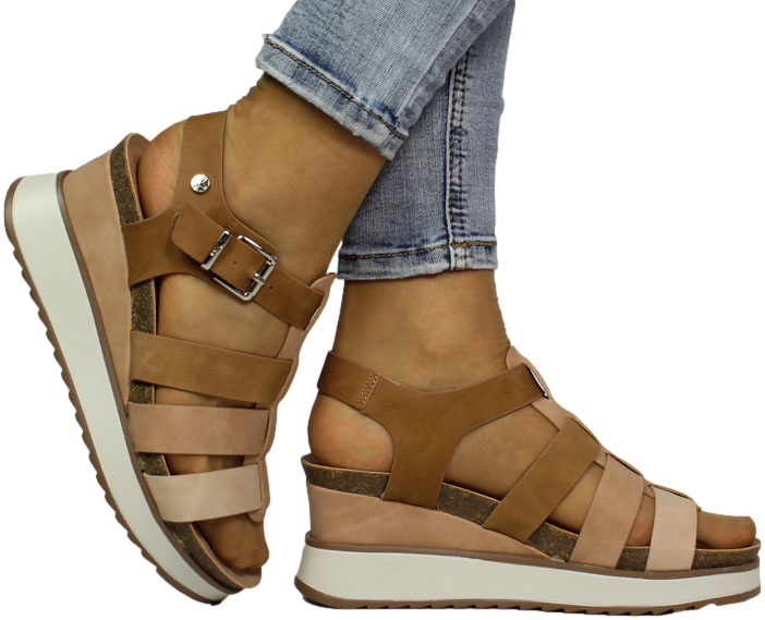 Sandały Na Koturnie Xti 1422826 Beige Beżowe