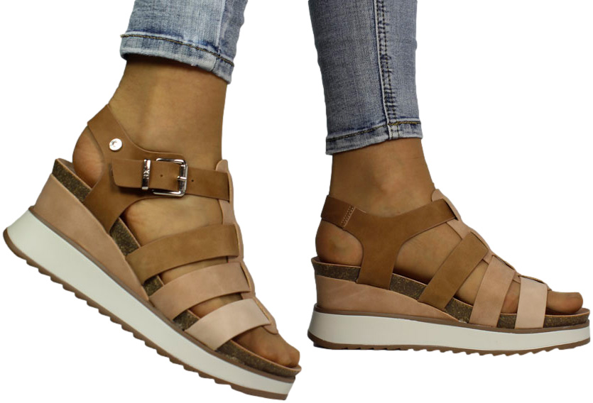 Sandały Na Koturnie Xti 1422826 Beige Beżowe
