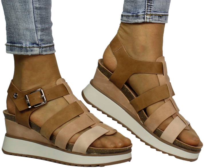 Sandały Na Koturnie Xti 1422826 Beige Beżowe