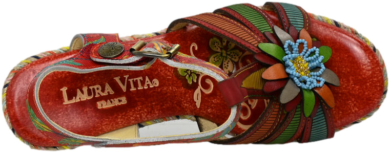 Sandały Na Platformie Laura Vita Jacao 23 Rouge CX266-23 Skóra Naturalna