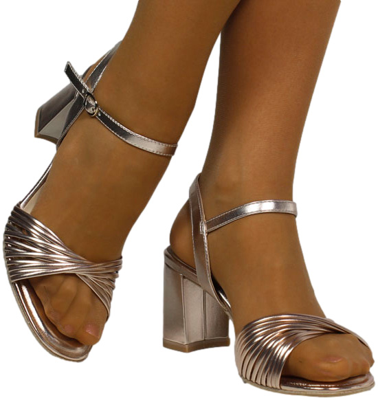 Sandały Stylowe  Tamaris na Słupku 1-28324-42 Rose Gold