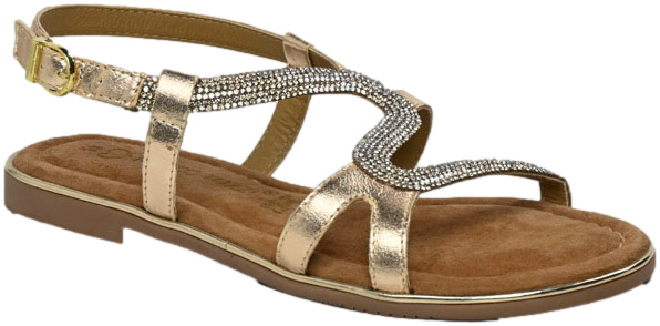 Sandały Stylowe Marco Tozzi 2-28143-42 943 Gold Comb Skóra Naturalna