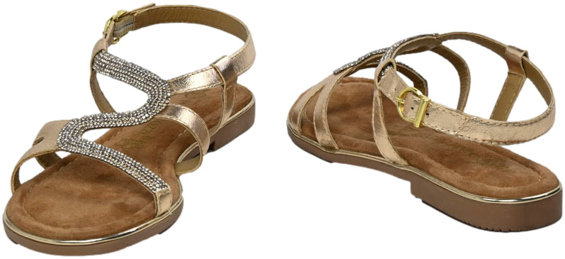 Sandały Stylowe Marco Tozzi 2-28143-42 943 Gold Comb Skóra Naturalna