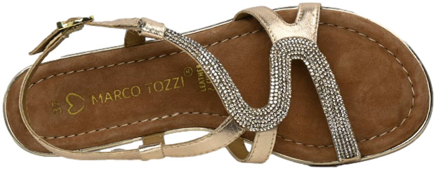 Sandały Stylowe Marco Tozzi 2-28143-42 943 Gold Comb Skóra Naturalna