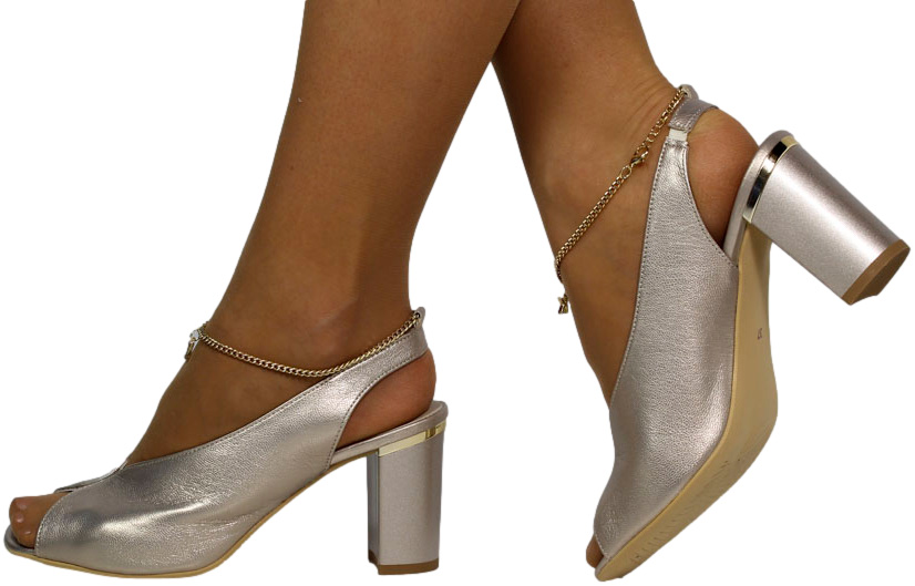 Sandały Eleganckie Karino 5078 074P Złote/Lico Skóra Naturalna